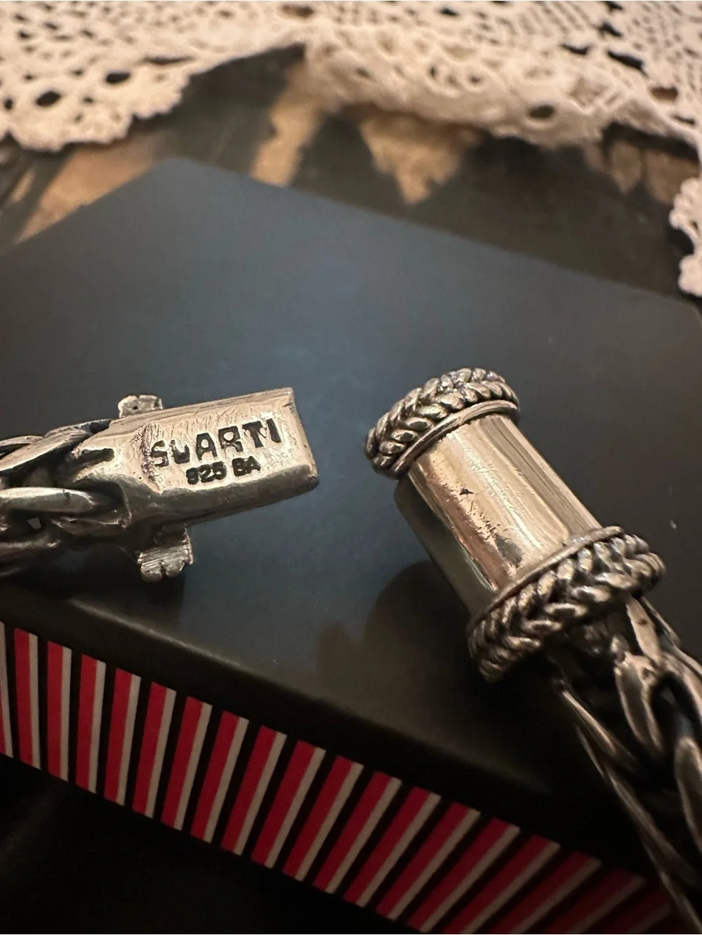 Men's Braided Sterling-Style Bracelet with Barrel Clasp - Silver